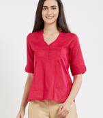 Pink plain cotton tops