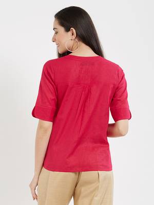 Pink plain cotton tops 2