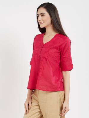 Pink plain cotton tops 3