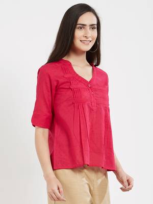 Pink plain cotton tops 4
