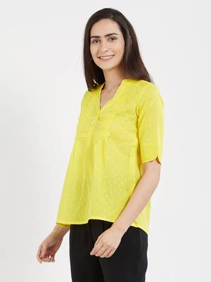 Yellow plain cotton tops 3