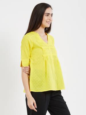 Yellow plain cotton tops 4