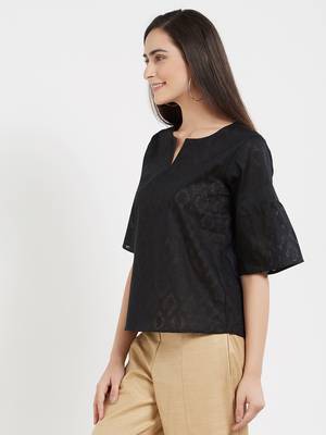 Black plain cotton tops 3