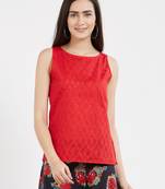 Red plain cotton tops