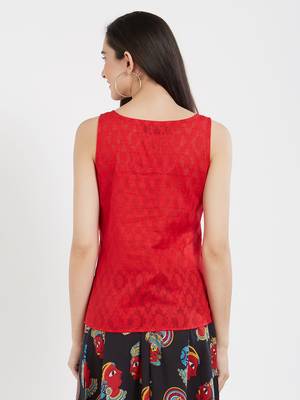 Red plain cotton tops 2