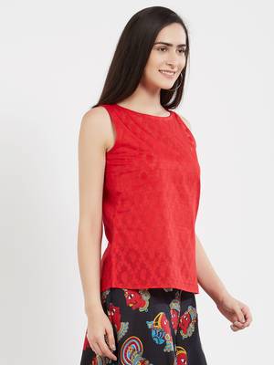 Red plain cotton tops 4