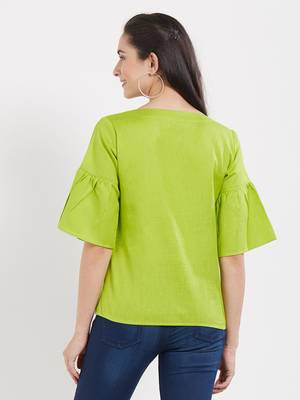 Green plain cotton tops 2