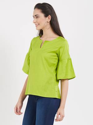 Green plain cotton tops 3
