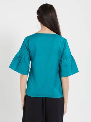 Teal plain cotton tops 2