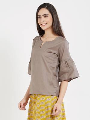 Grey plain cotton tops 3