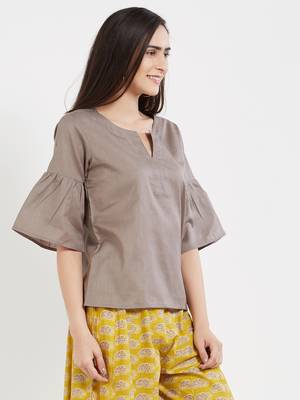 Grey plain cotton tops 4