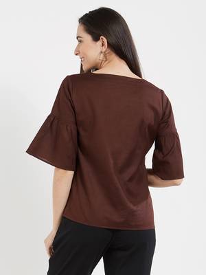 Coffee plain cotton tops 2