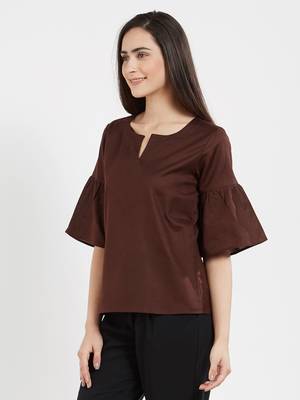 Coffee plain cotton tops 4