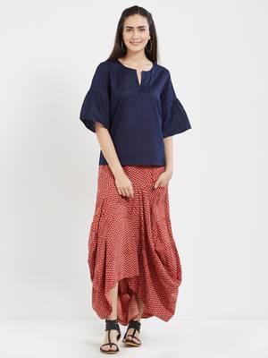Blue plain cotton tops 1