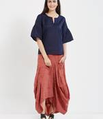 Blue plain cotton tops