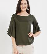 Olive plain cotton tops