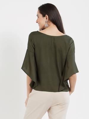 Olive plain cotton tops 2