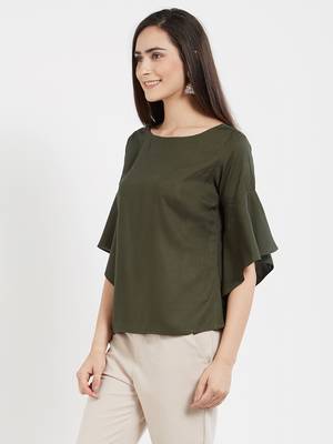 Olive plain cotton tops 3