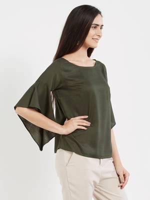 Olive plain cotton tops 4