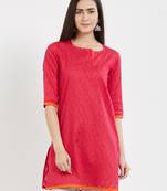 Pink plain cotton kurta