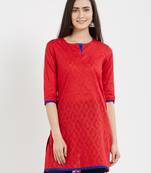 Red plain cotton kurta