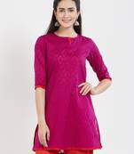 Magenta plain cotton kurta