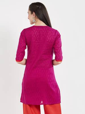 Magenta plain cotton kurta 2