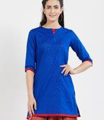 Blue plain cotton kurta