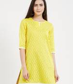 Yellow plain cotton kurta