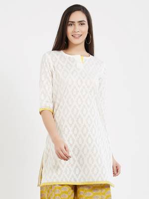 Off white plain cotton kurta 1