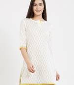 Off white plain cotton kurta