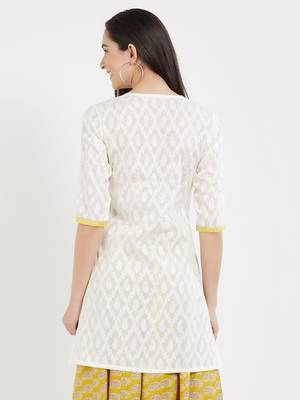 Off white plain cotton kurta 2