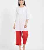 White plain cotton kurta
