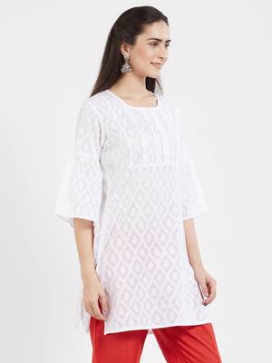 White plain cotton kurta 4