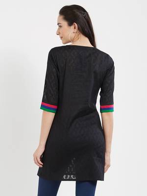 Black plain cotton kurta 2