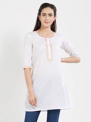 White plain cotton kurta 1
