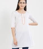 White plain cotton kurta