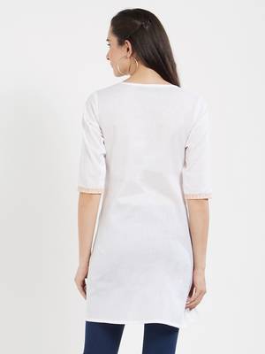 White plain cotton kurta 2