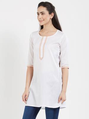 White plain cotton kurta 3