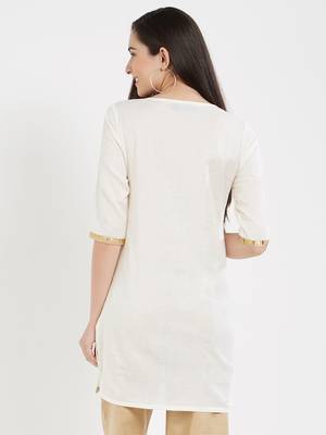 Off white plain cotton kurta 2
