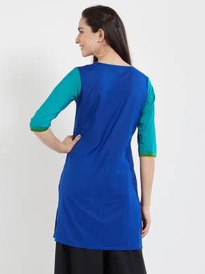 Blue plain cotton kurta 2