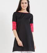 Black plain cotton kurta