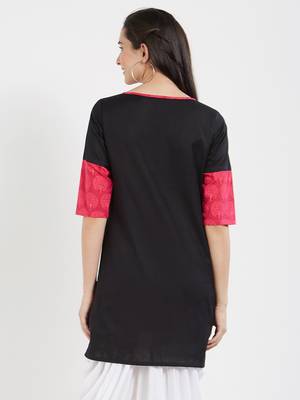 Black plain cotton kurta 2