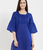 Blue plain cotton kurta