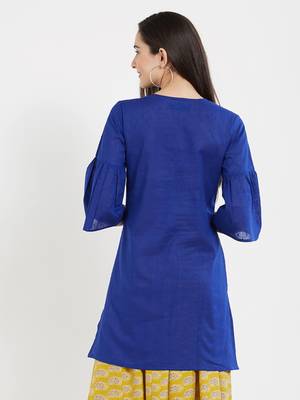 Blue plain cotton kurta 2