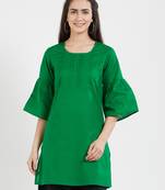 Green plain cotton kurta