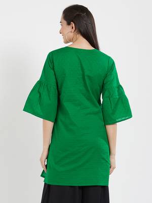 Green plain cotton kurta 2