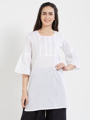 White plain cotton kurta 1