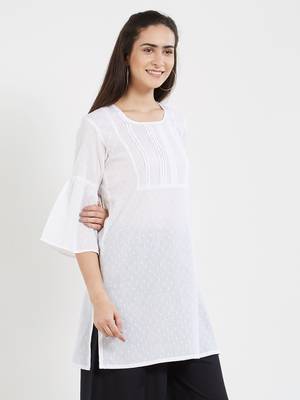 White plain cotton kurta 3