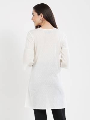 Off white plain cotton kurta 2
